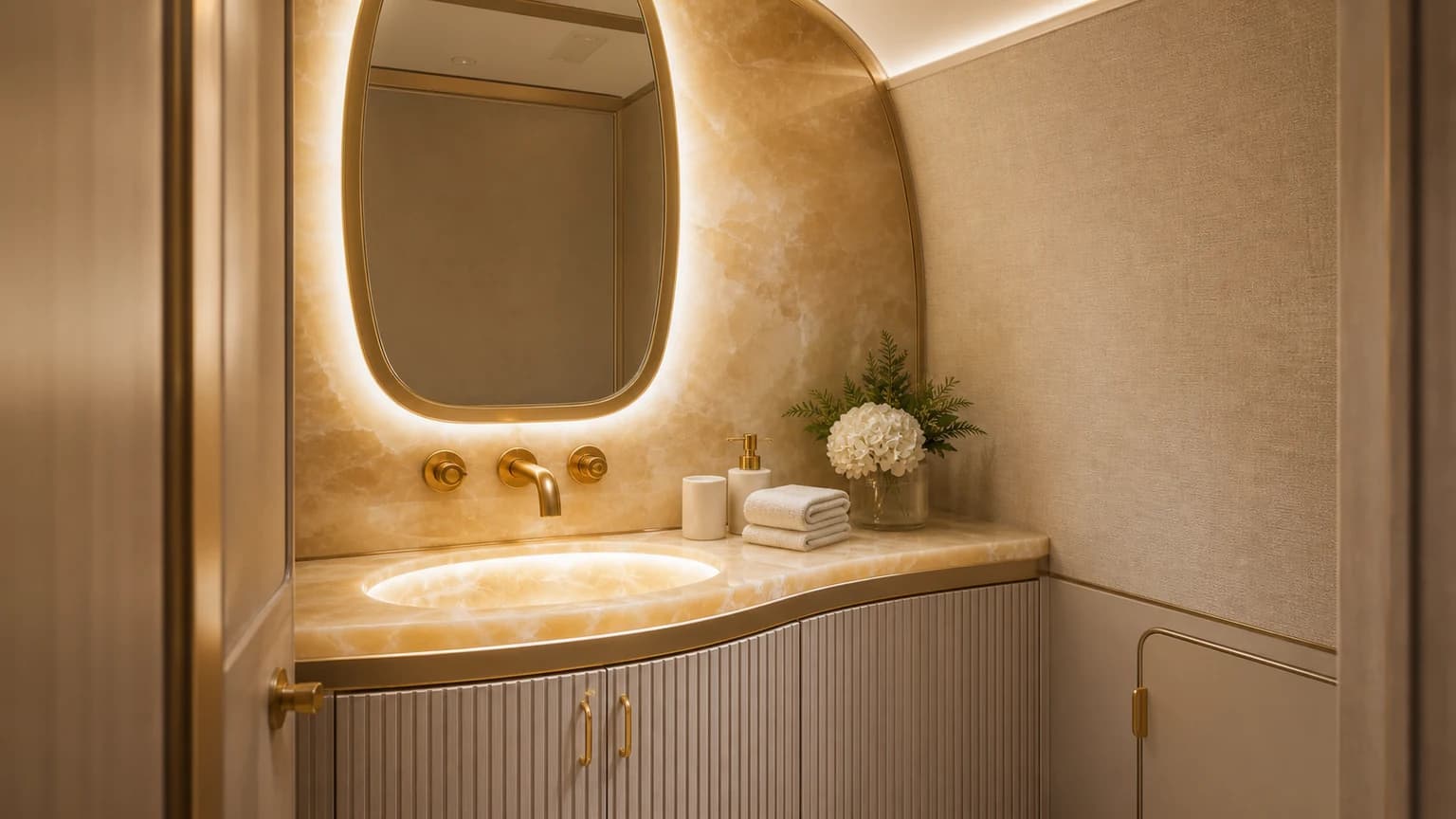 Dassault Falcon 2000LXS — illustrative onyx lavatory