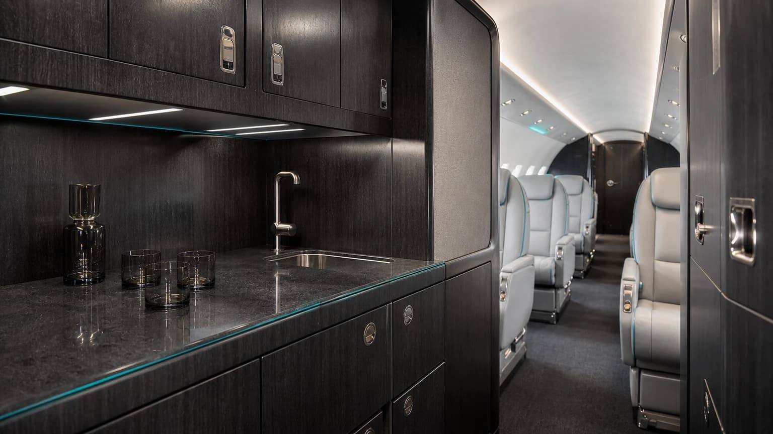 Bombardier Learjet 75 — illustrative contemporary galley
