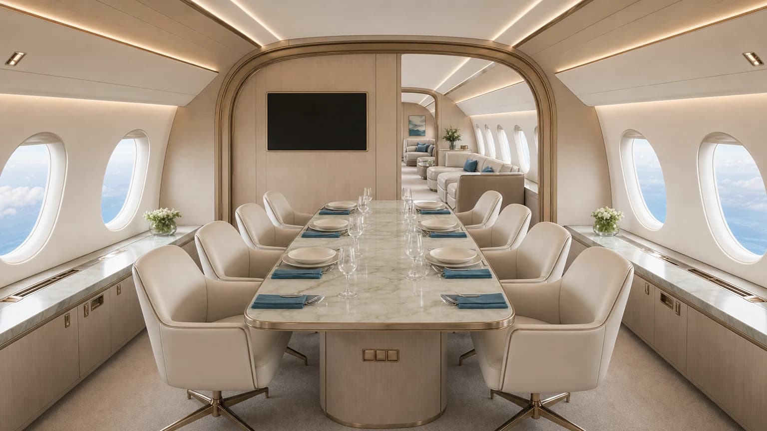 Gulfstream G700 — illustrative dining conference