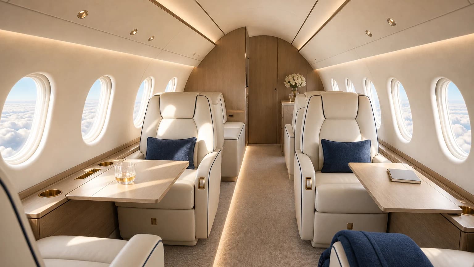 Embraer Phenom 100EV — illustrative inflight cabin