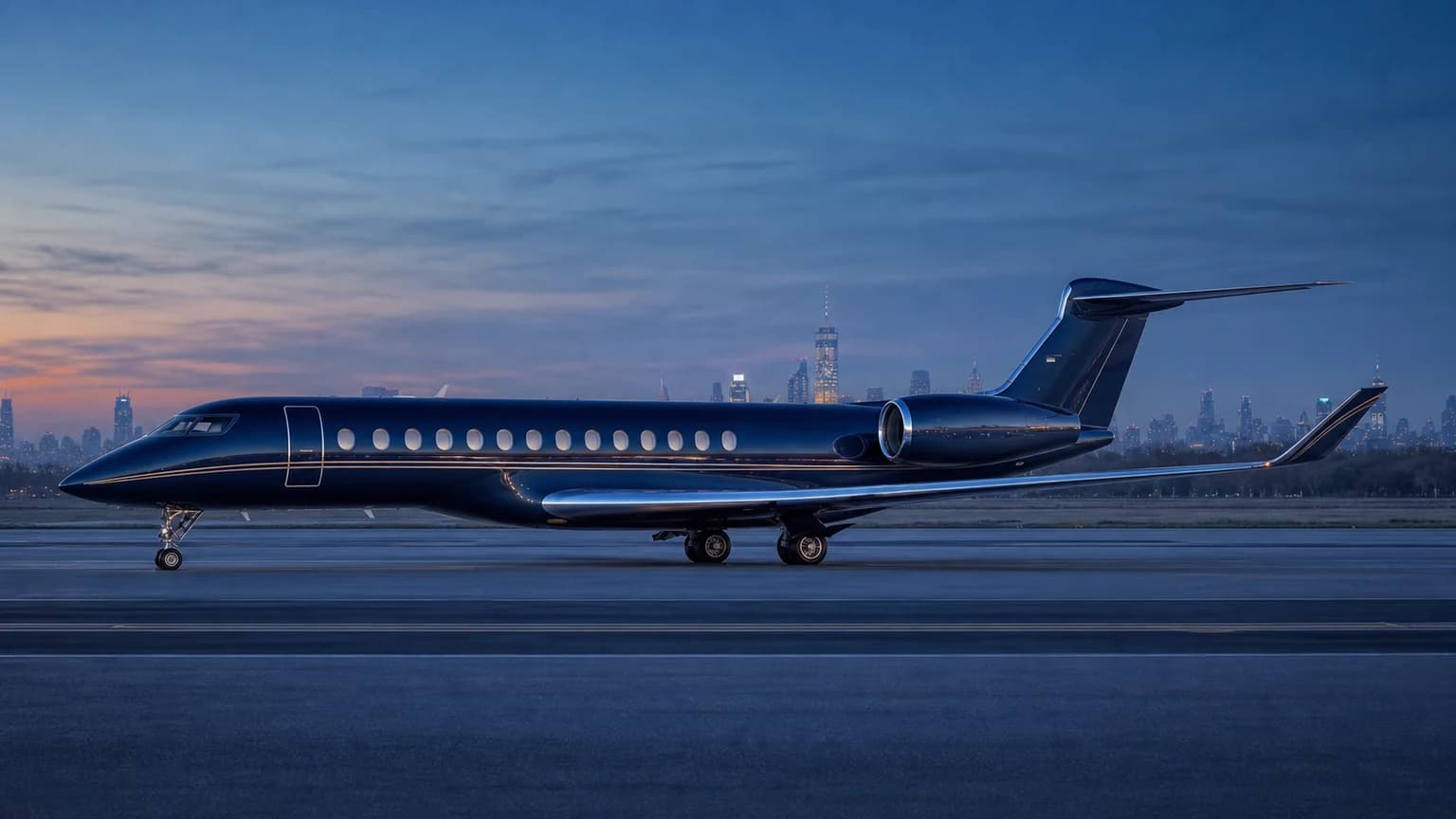 Bombardier Global 5500 — illustrative long profile runway