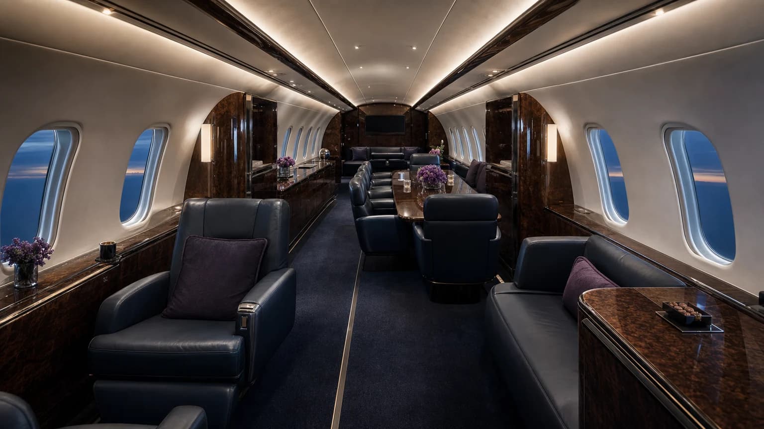 Bombardier Global 5500 — illustrative three zone cabin