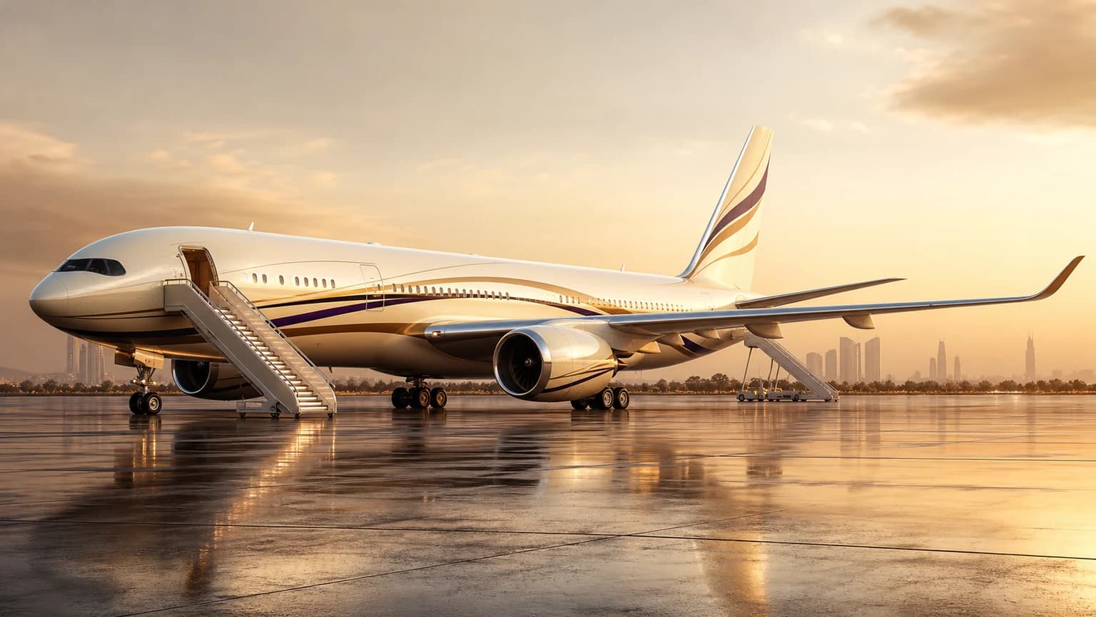 Boeing BBJ 787-8 — illustrative private apron